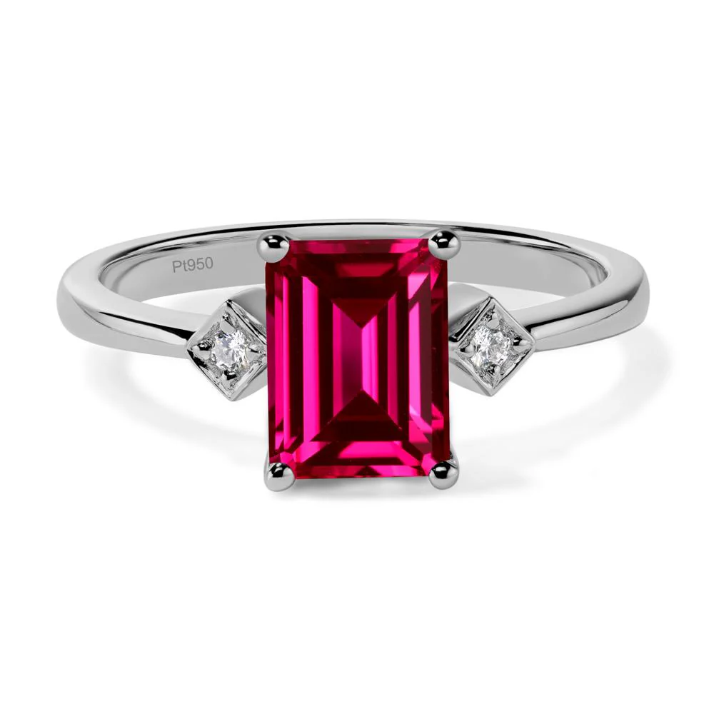 Emerald Cut Ruby Engagement Ring - Image 6