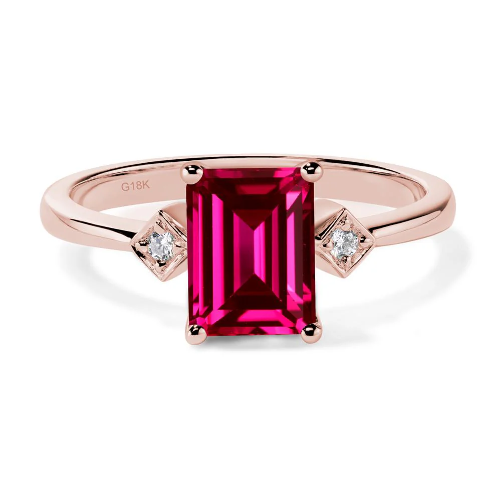 Emerald Cut Ruby Engagement Ring - Image 9