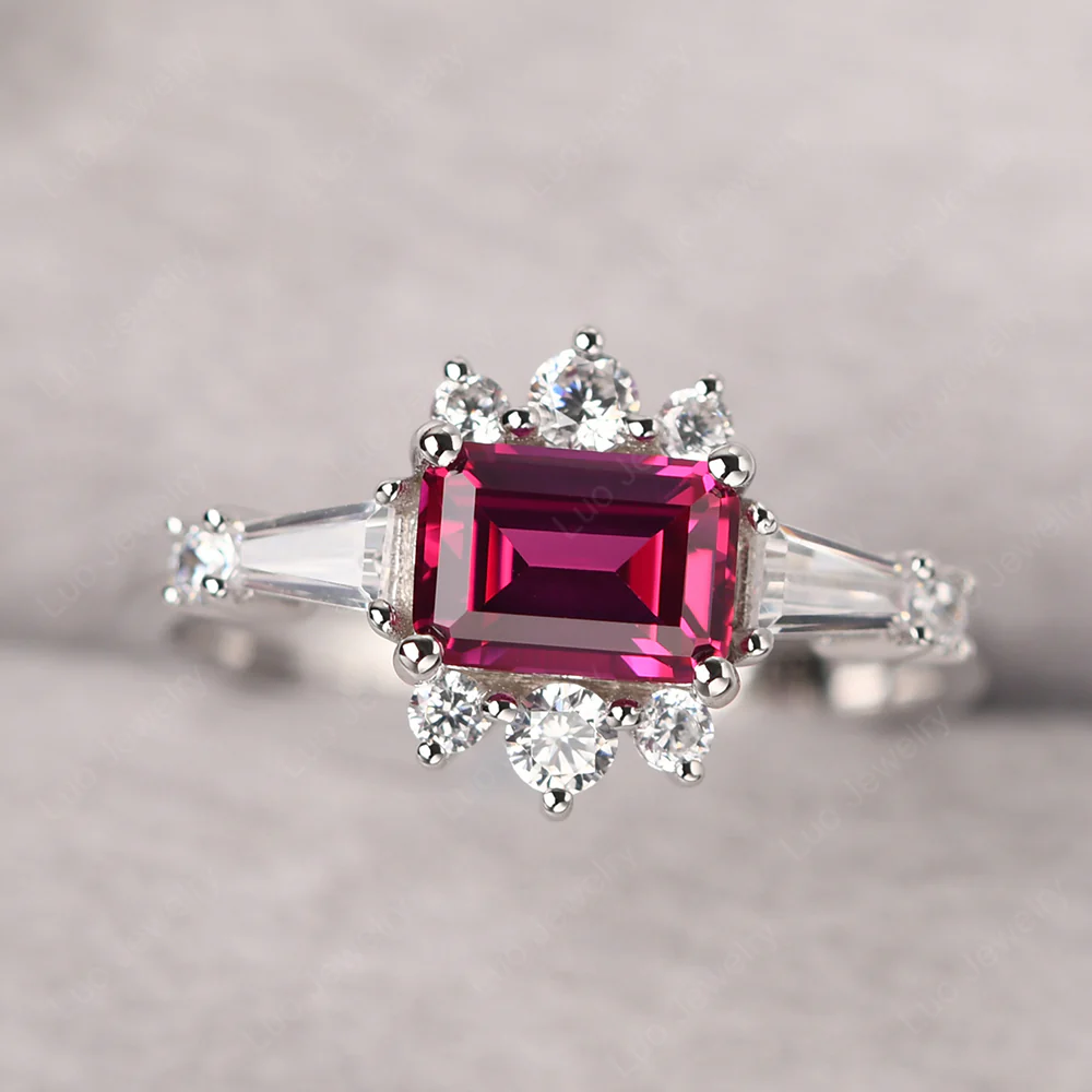 Art Deco Ruby Horizontal Ring