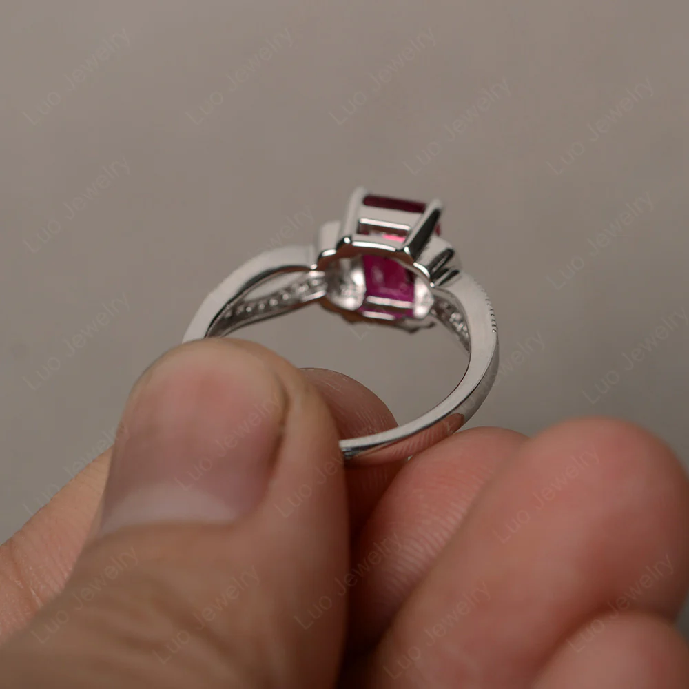 Emerald Cut Ruby Ring Art Deco - Image 2