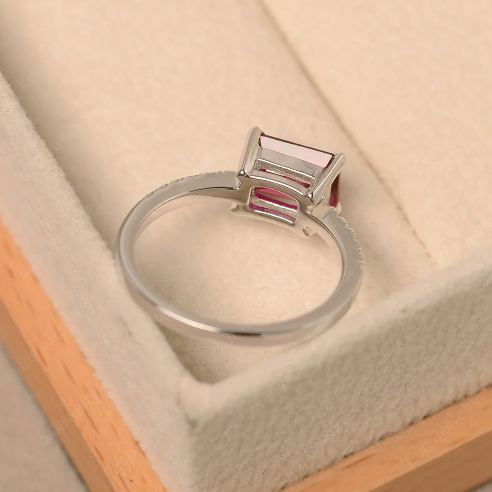 Emerald Cut Ruby Horizontal Ring - Image 4