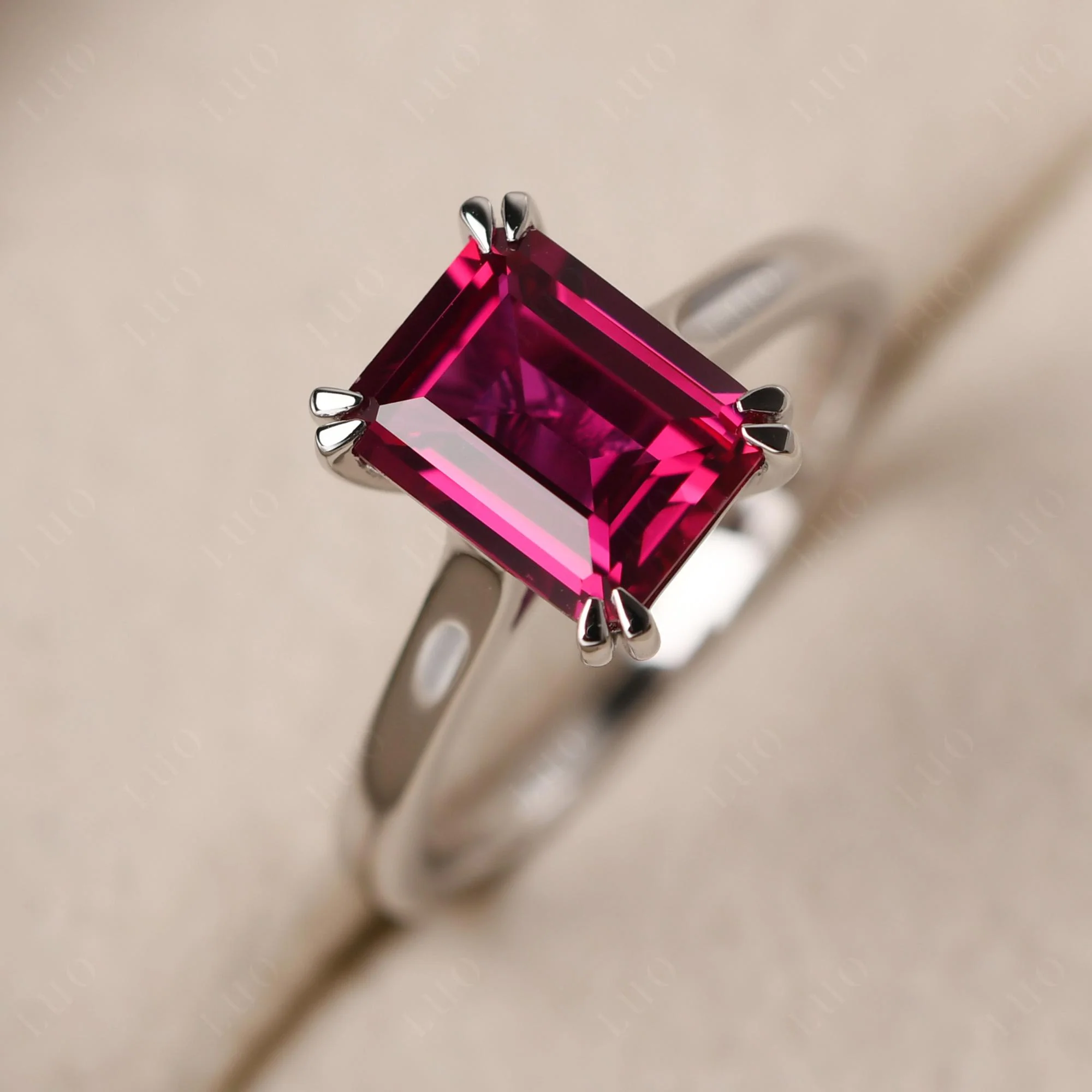 Ruby Double Claw Prong Engagement Ring - Image 10