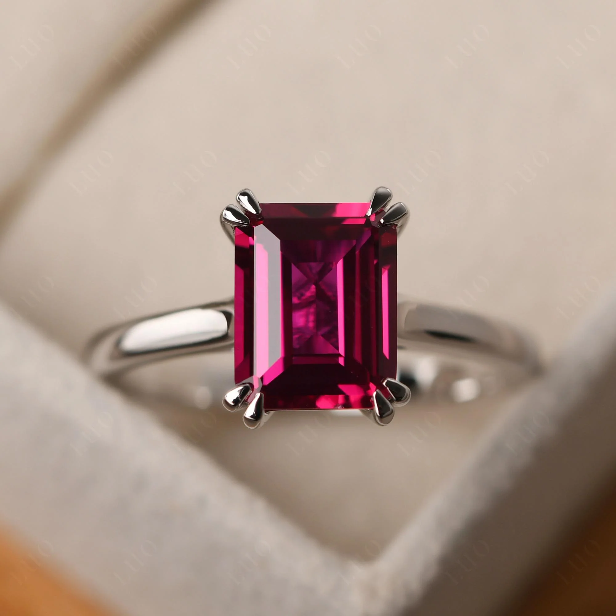 Ruby Double Claw Prong Engagement Ring - Image 11