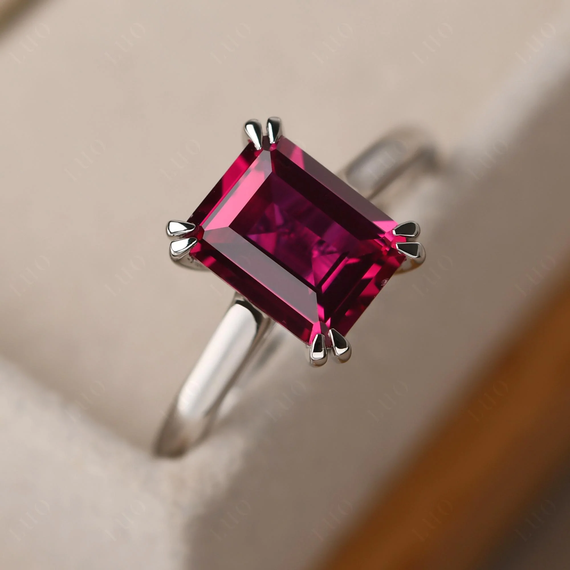 Ruby Double Claw Prong Engagement Ring - Image 12