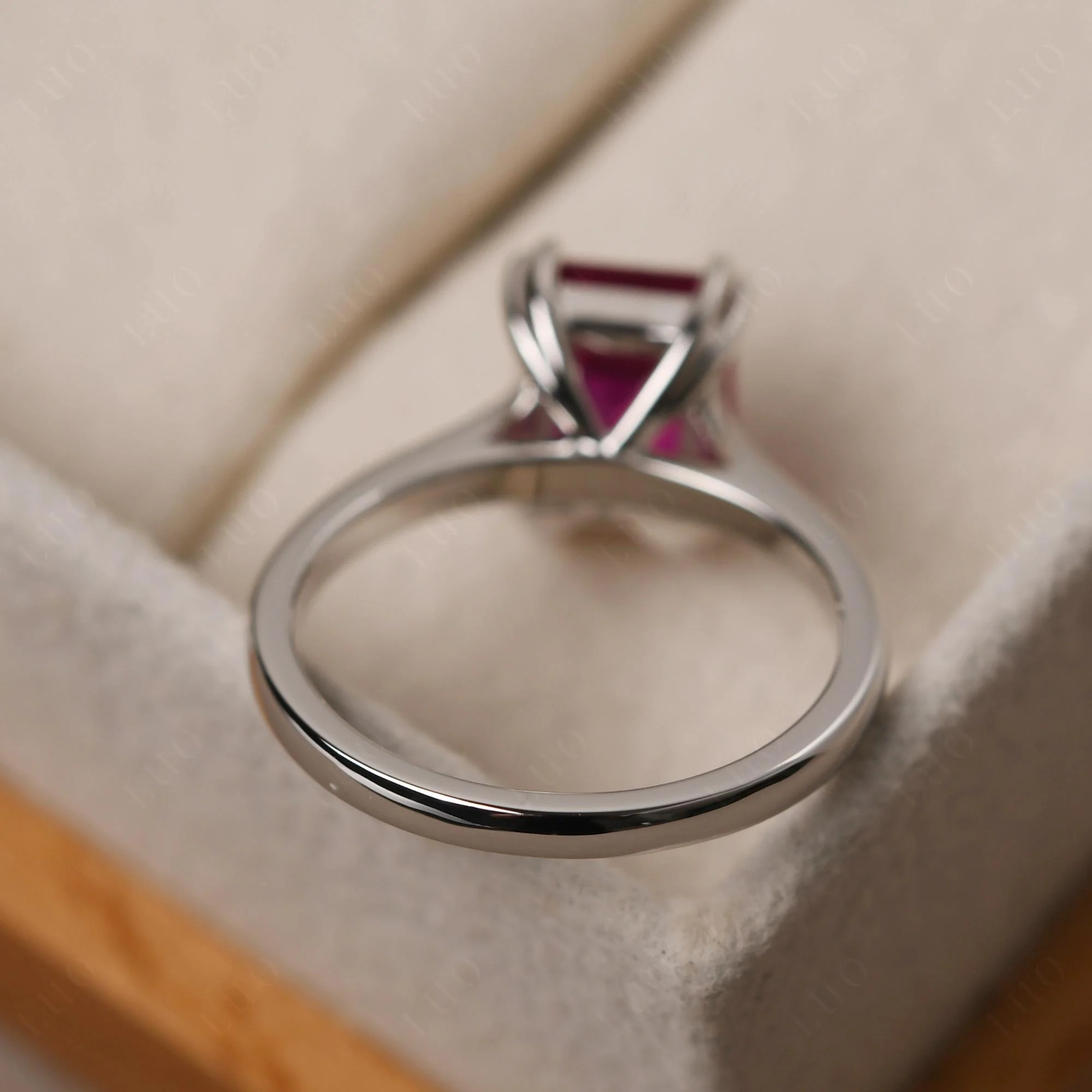 Ruby Double Claw Prong Engagement Ring - Image 13