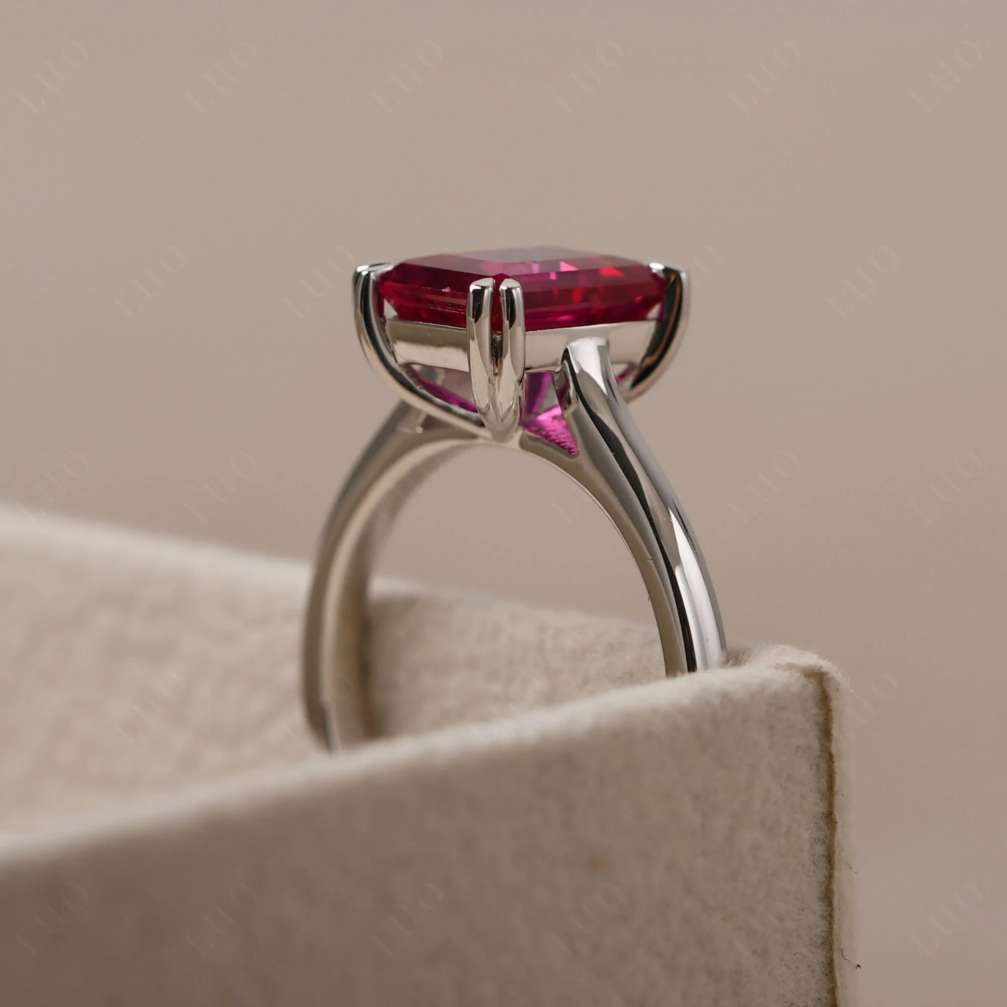 Ruby Double Claw Prong Engagement Ring - Image 14