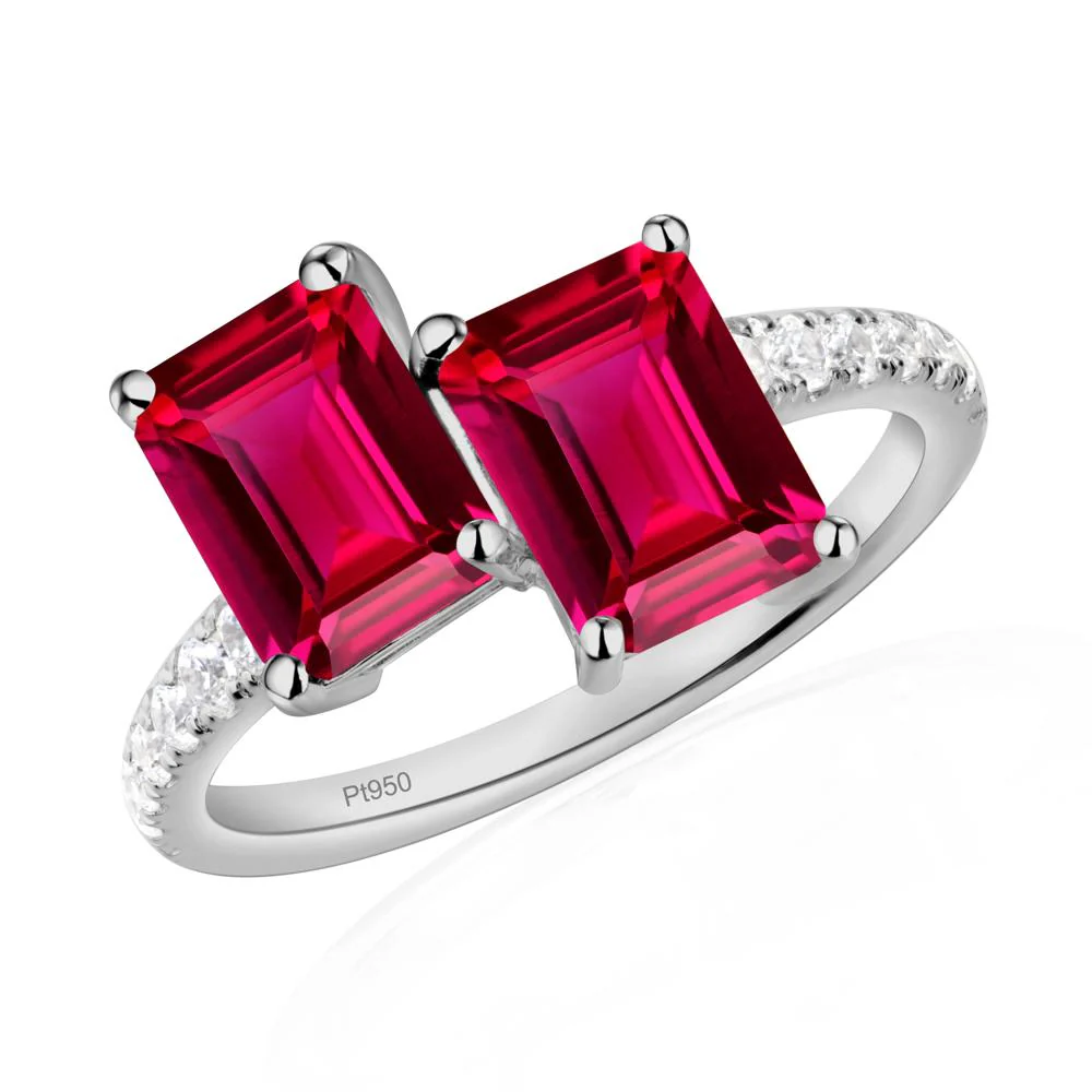 Emerald Cut Ruby Toi Et Moi Ring - Image 6