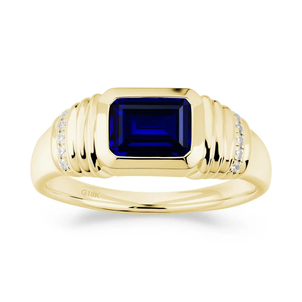 Emerald Cut Sapphire Bezel Ring for Men - Image 3