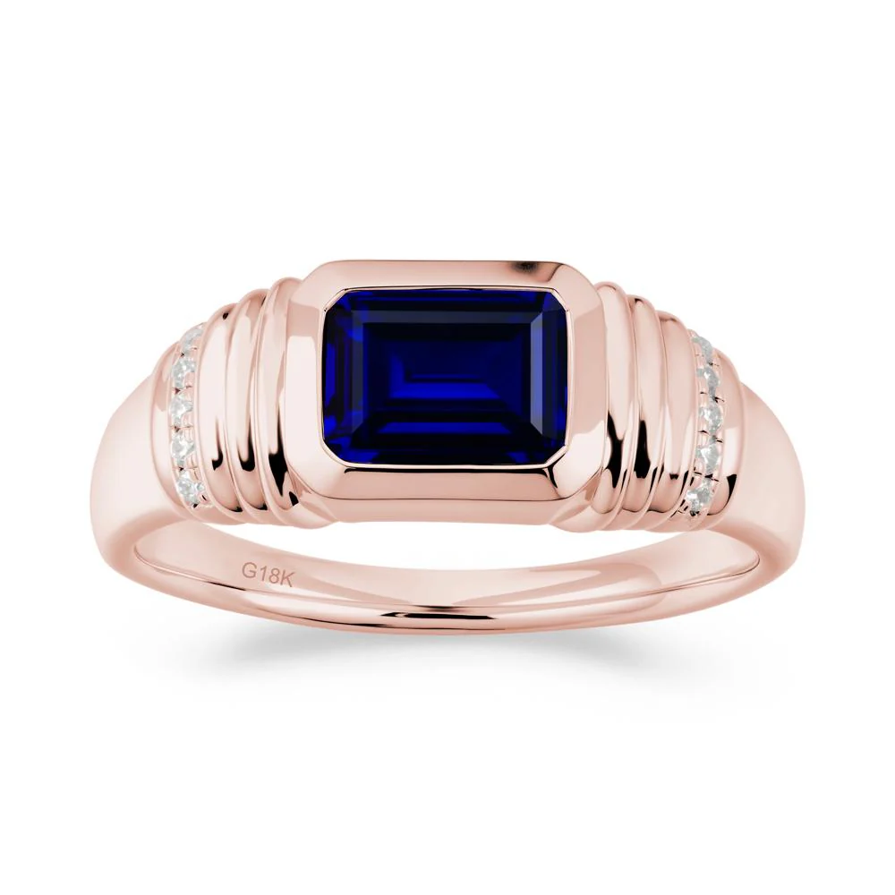 Emerald Cut Sapphire Bezel Ring for Men - Image 5