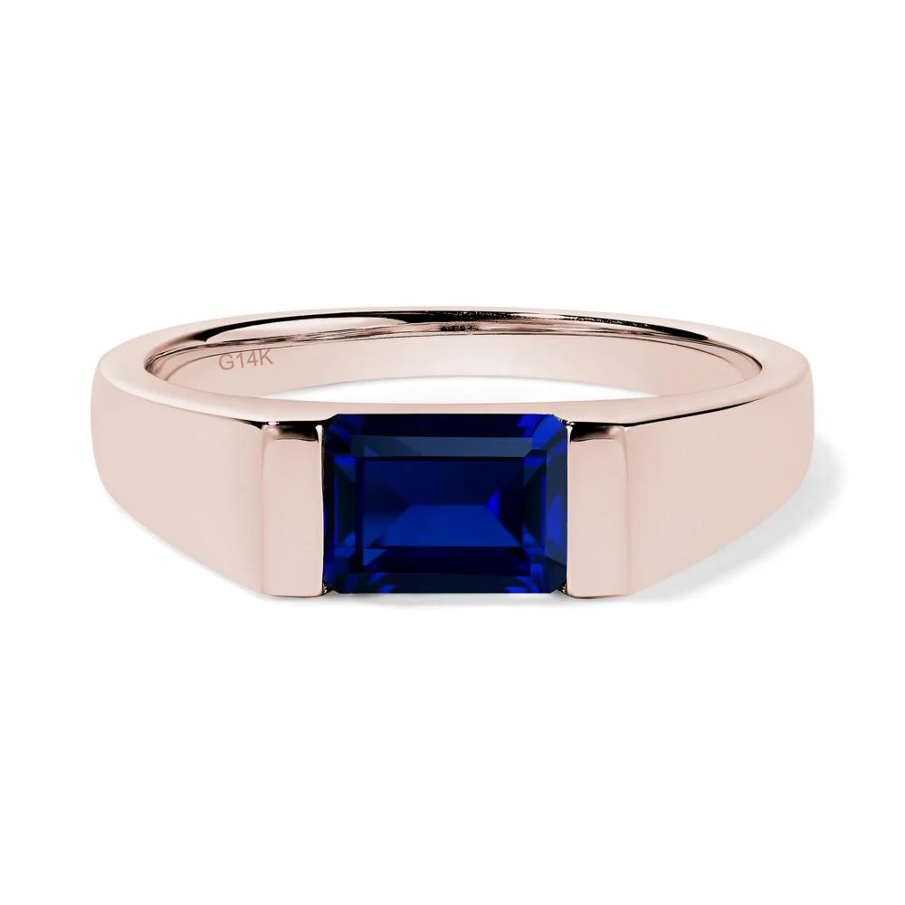Sapphire East West Emerald Cut Ring