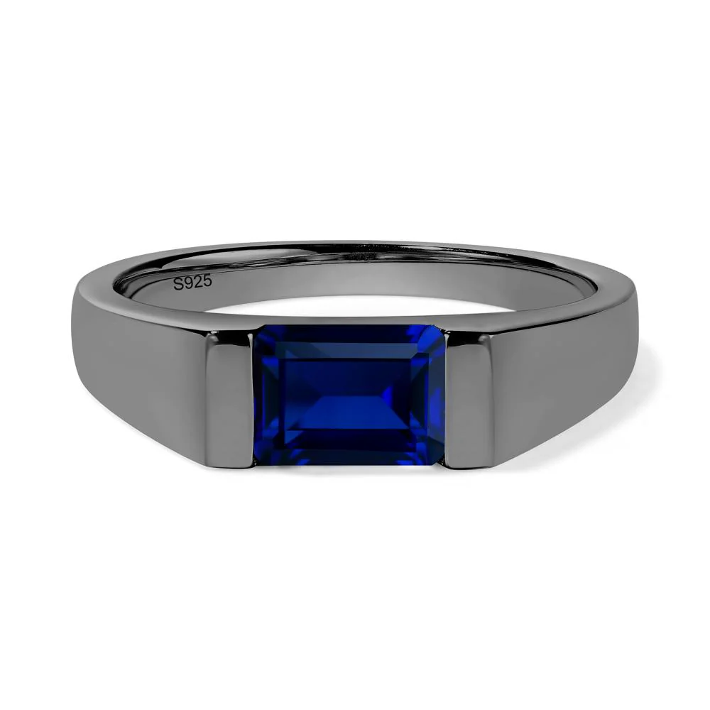 Sapphire East West Emerald Cut Ring - Image 3