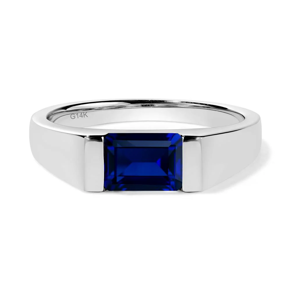 Sapphire East West Emerald Cut Ring - Image 4