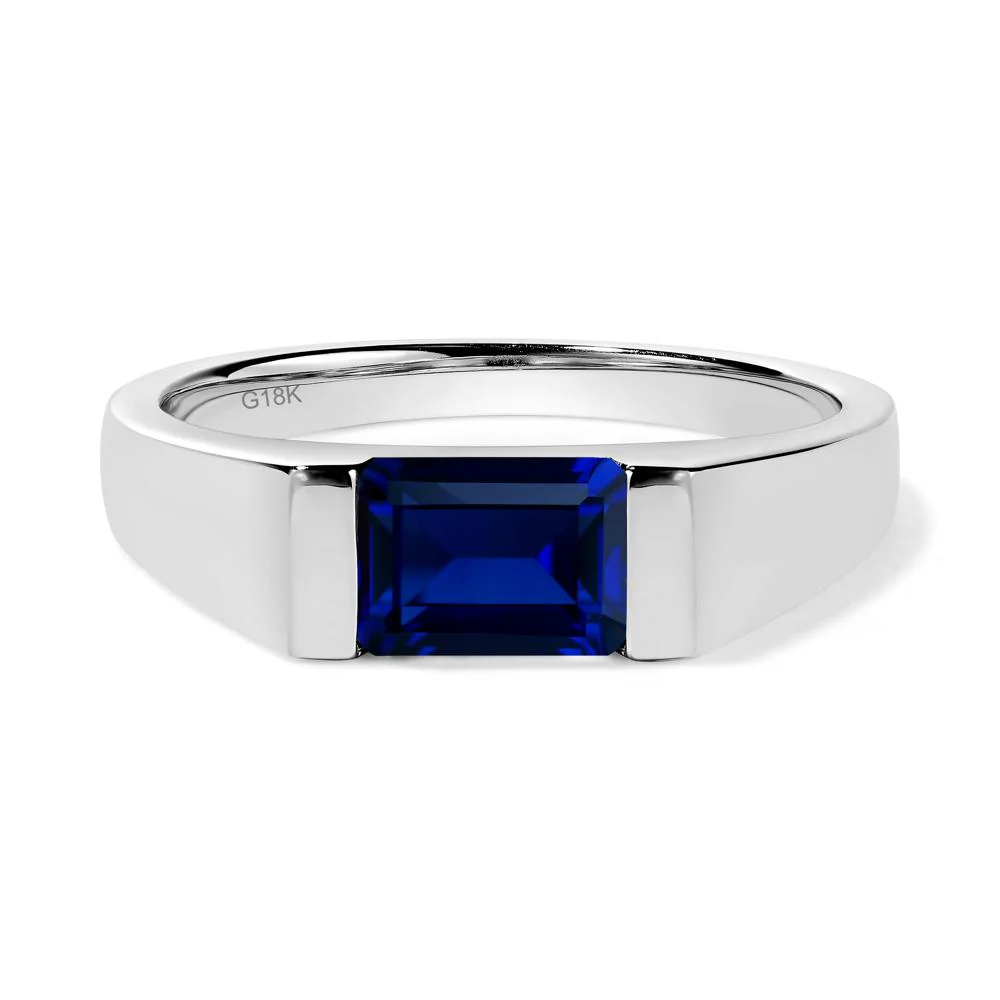 Sapphire East West Emerald Cut Ring - Image 7