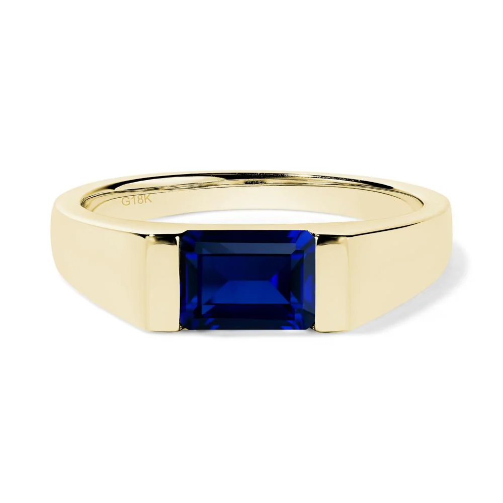 Sapphire East West Emerald Cut Ring - Image 8