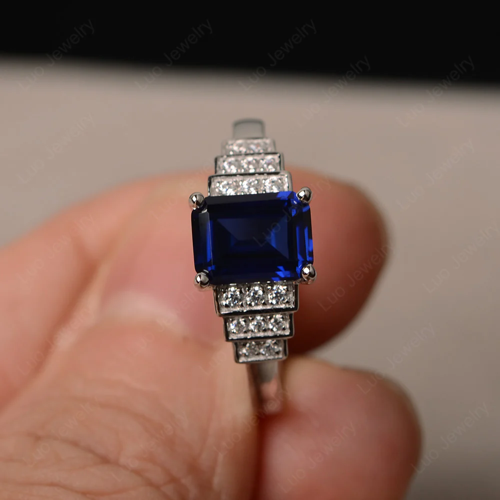 Classic Emerald Cut Sapphire Promise Ring