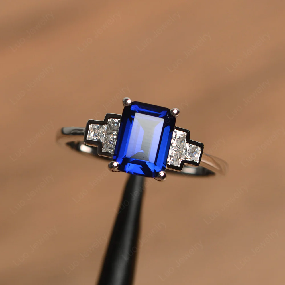 Sapphire Rectangle Engagement Ring