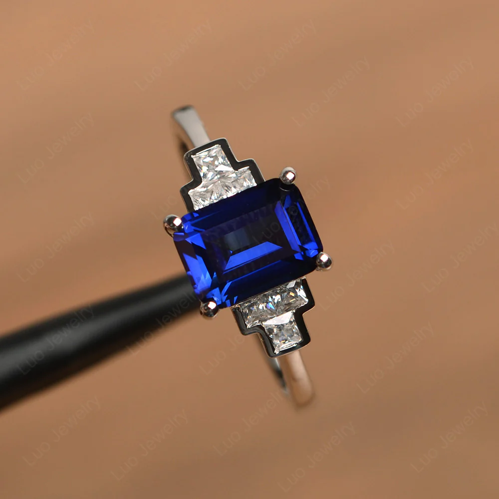 Sapphire Rectangle Engagement Ring - Image 2