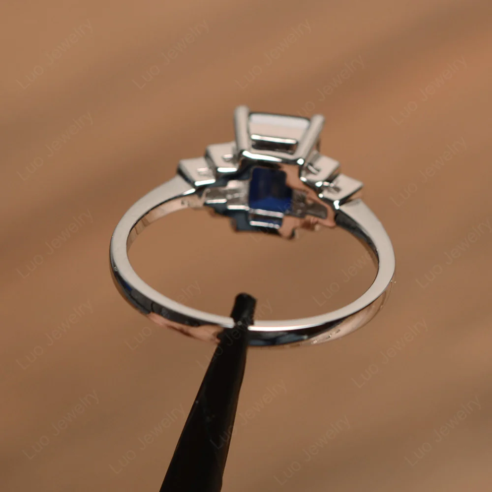 Sapphire Rectangle Engagement Ring - Image 3