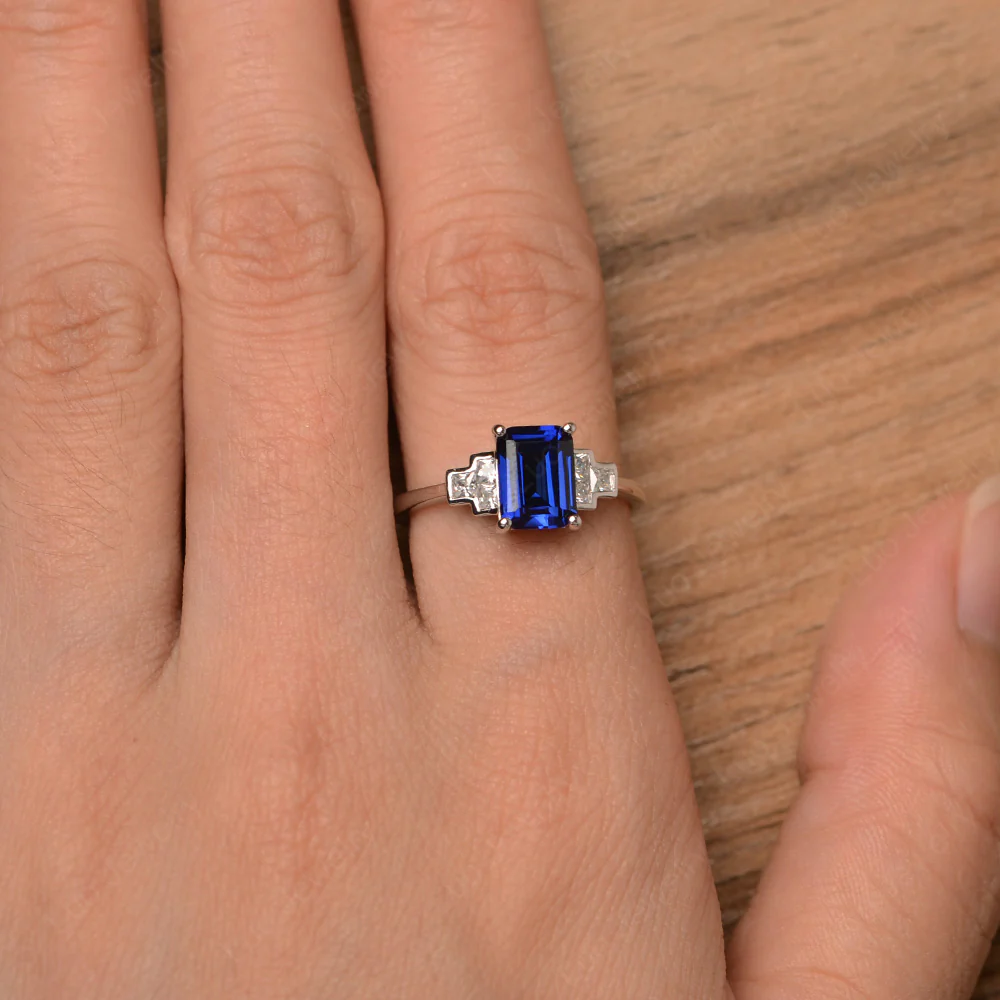 Sapphire Rectangle Engagement Ring - Image 4
