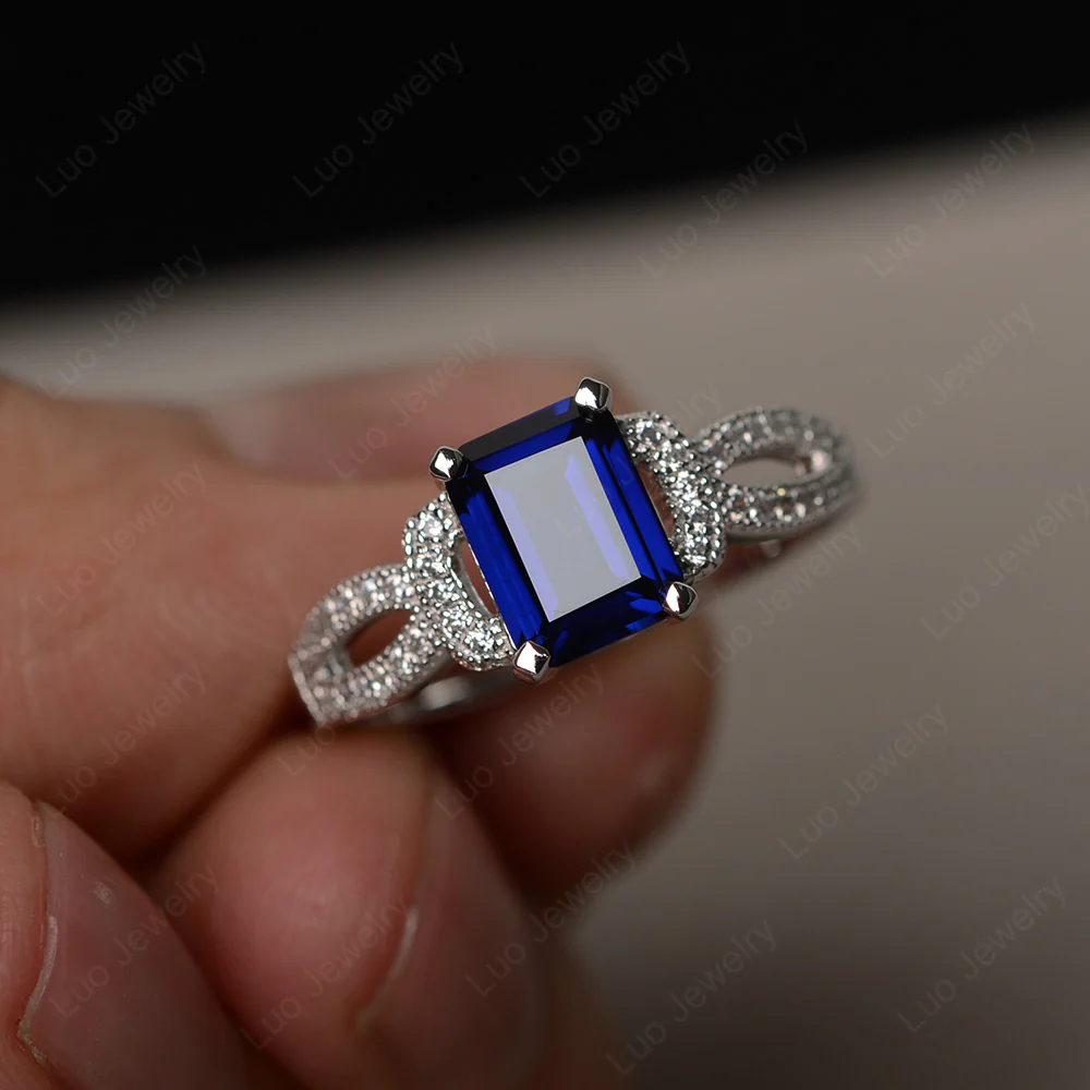 Emerald Cut Sapphire Ring Art Deco