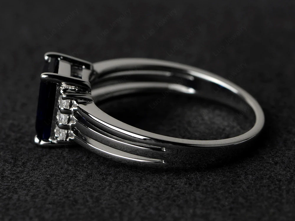 Sapphire Three Split Shank Ring - Image 2