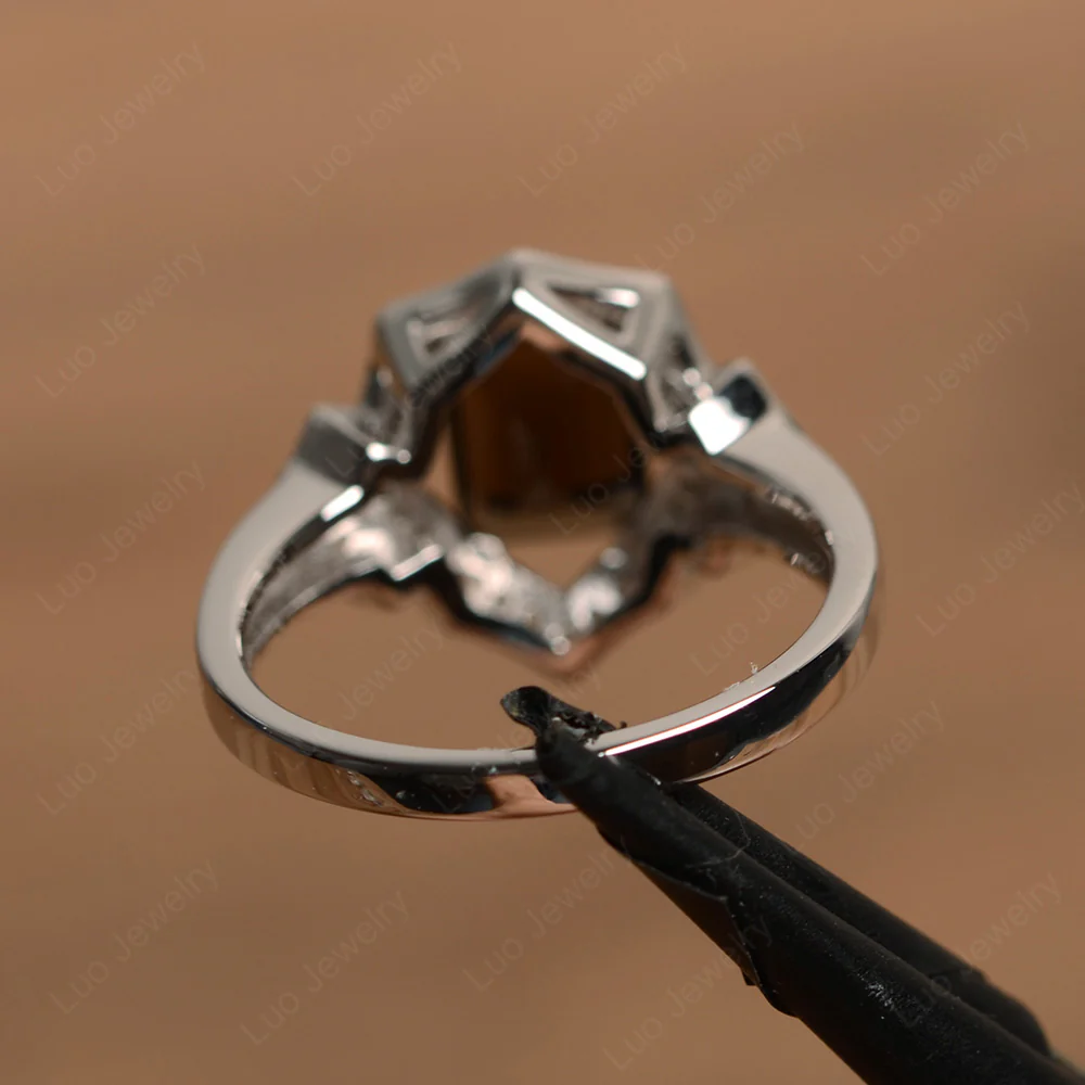 Emerald Cut Smoky Quartz Cocktail Ring - Image 3