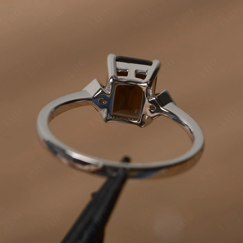 Emerald Cut Smoky Quartz Engagement Ring - Image 11