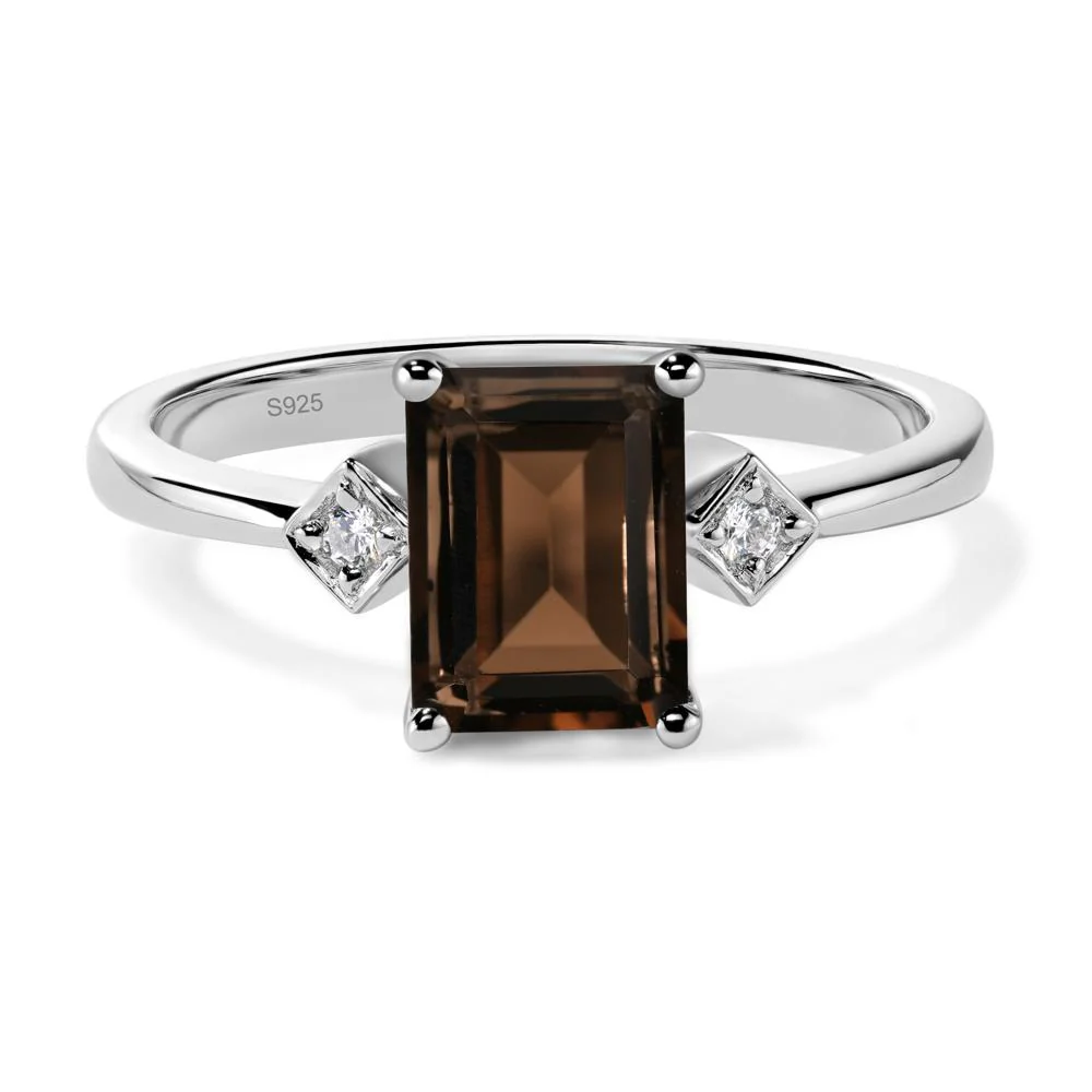 Emerald Cut Smoky Quartz Engagement Ring - Image 2