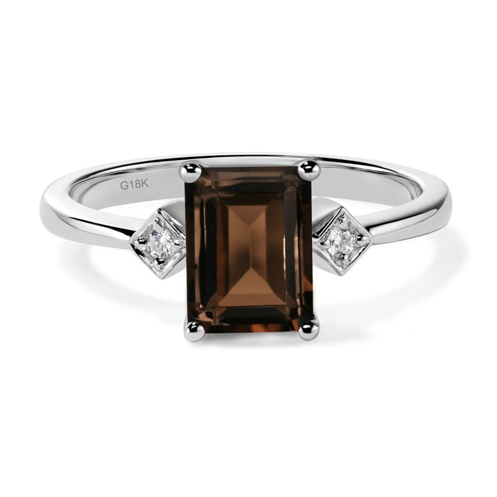 Emerald Cut Smoky Quartz Engagement Ring - Image 7