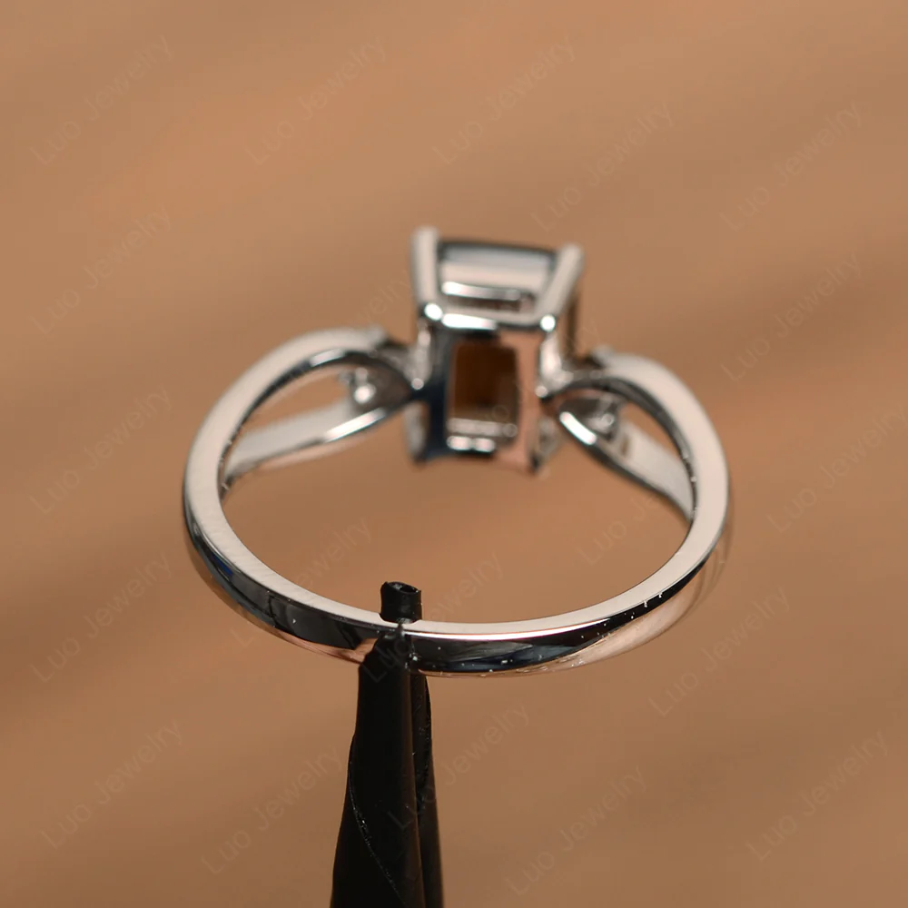 Emerald Cut Smoky Quartz Ring Split Shank - Image 3