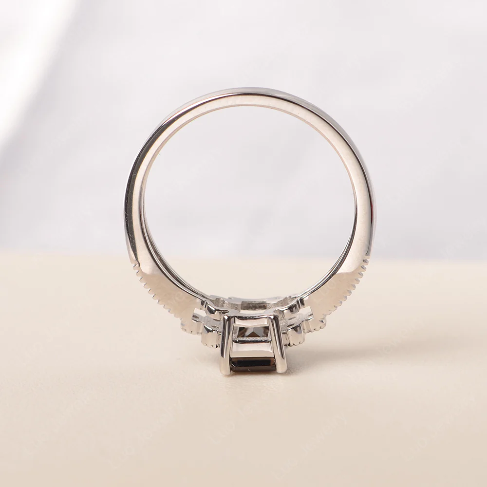 Smoky Quartz Milgrain Engagement Ring - Image 4