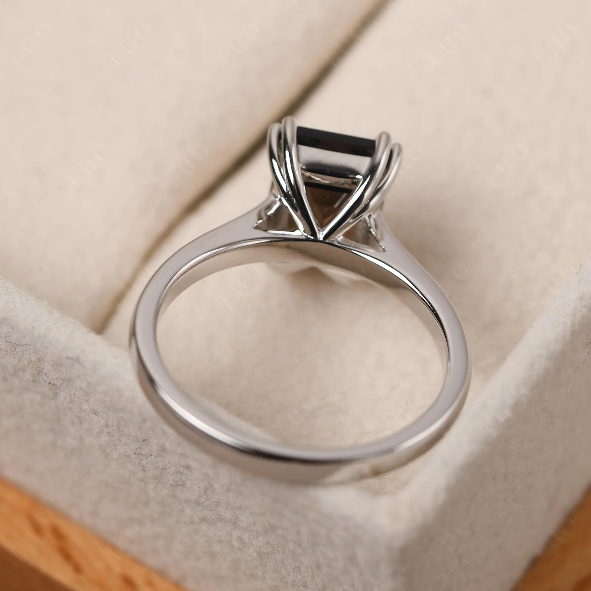 Smoky Quartz Double Claw Prong Engagement Ring - Image 13