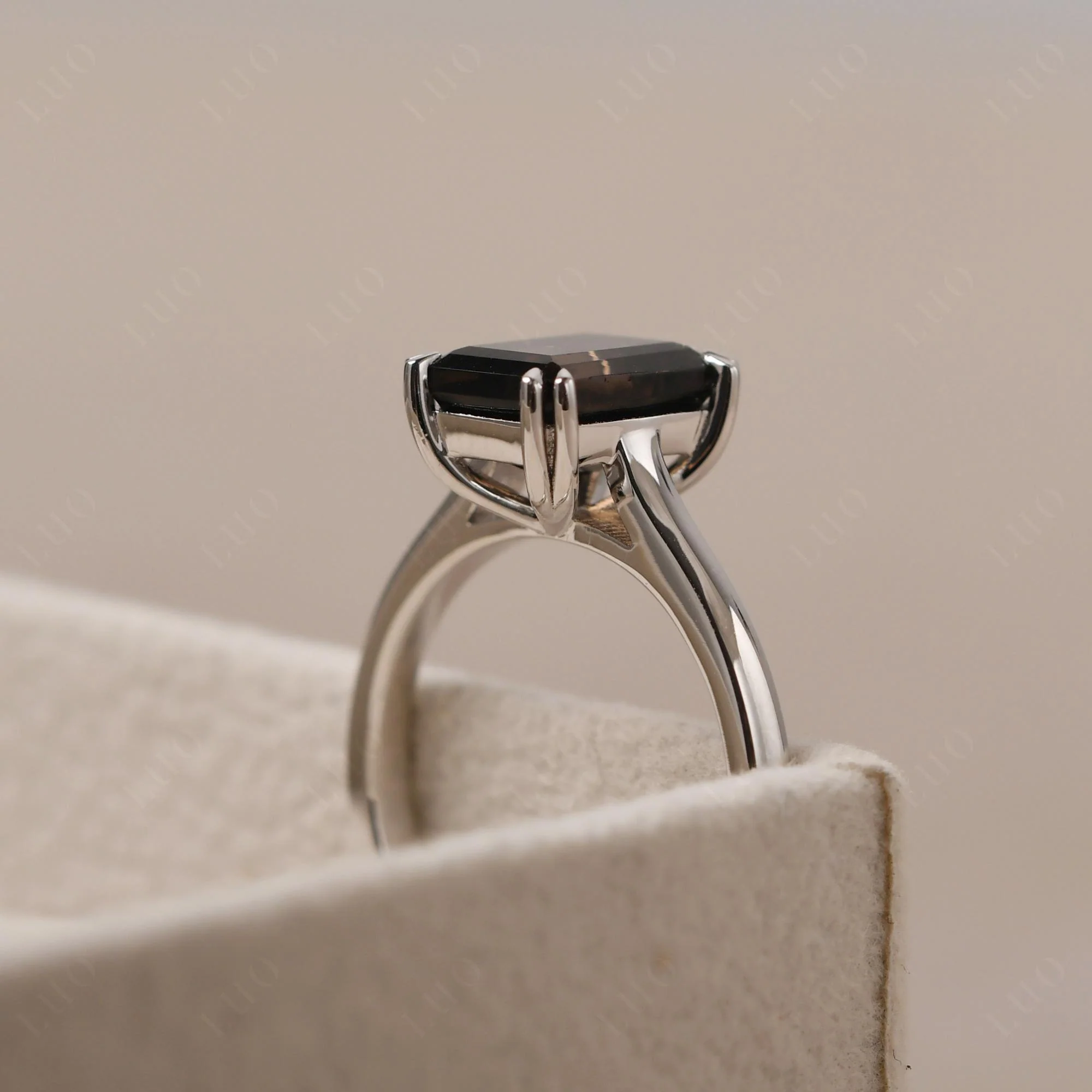 Smoky Quartz Double Claw Prong Engagement Ring - Image 14