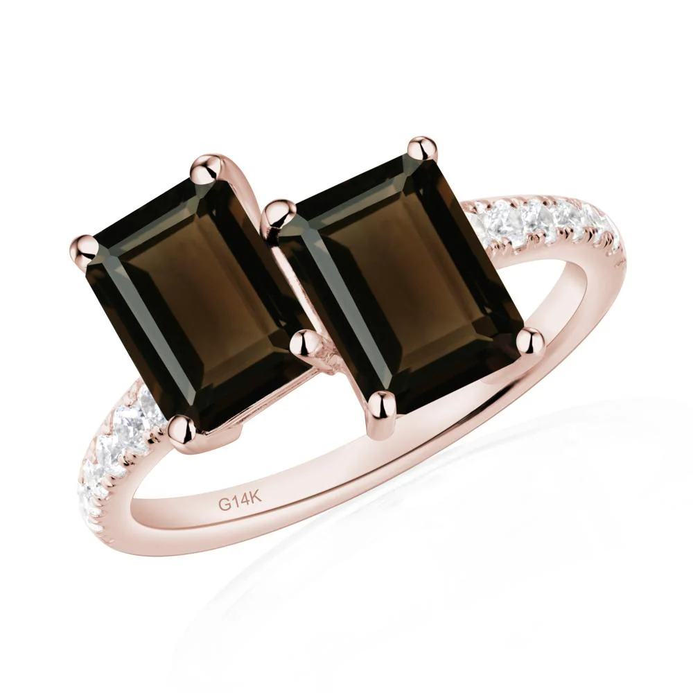 Emerald Cut Smoky Quartz Toi Et Moi Ring - Image 5