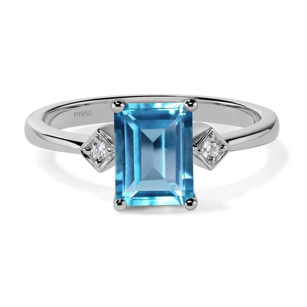 Emerald Cut Swiss Blue Topaz Engagement Ring - Image 6