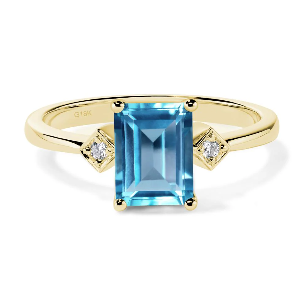 Emerald Cut Swiss Blue Topaz Engagement Ring - Image 8