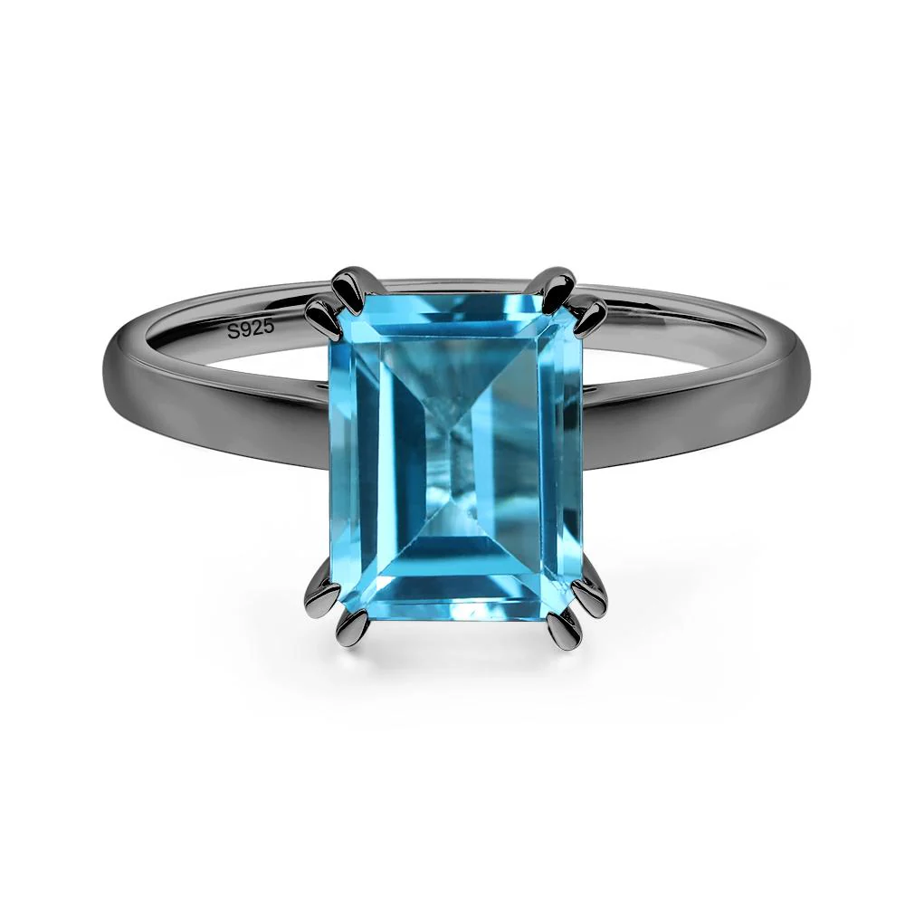 Swiss Blue Topaz Double Claw Prong Engagement Ring