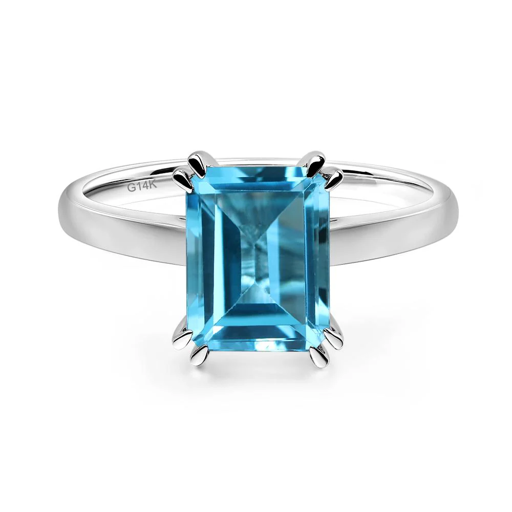 Swiss Blue Topaz Double Claw Prong Engagement Ring - Image 3