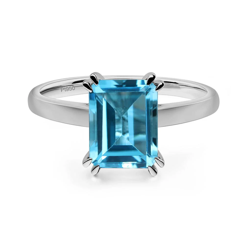 Swiss Blue Topaz Double Claw Prong Engagement Ring - Image 6