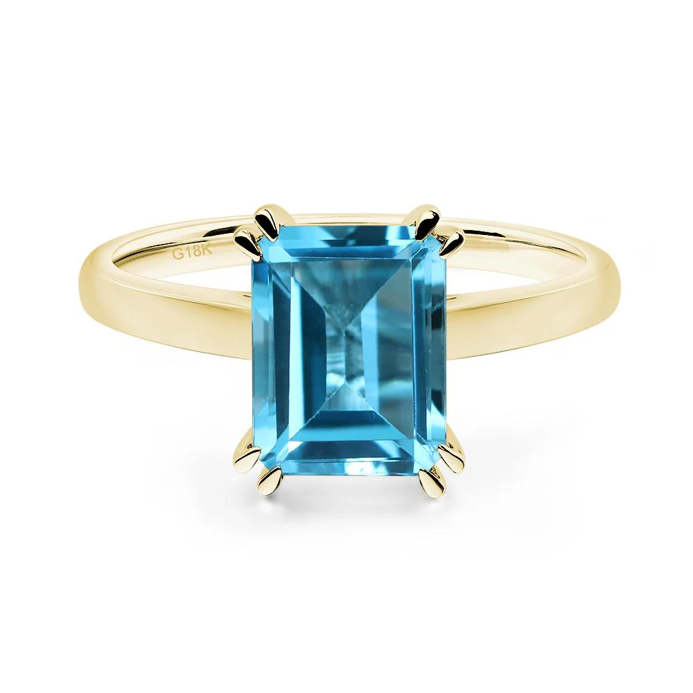 Swiss Blue Topaz Double Claw Prong Engagement Ring - Image 8