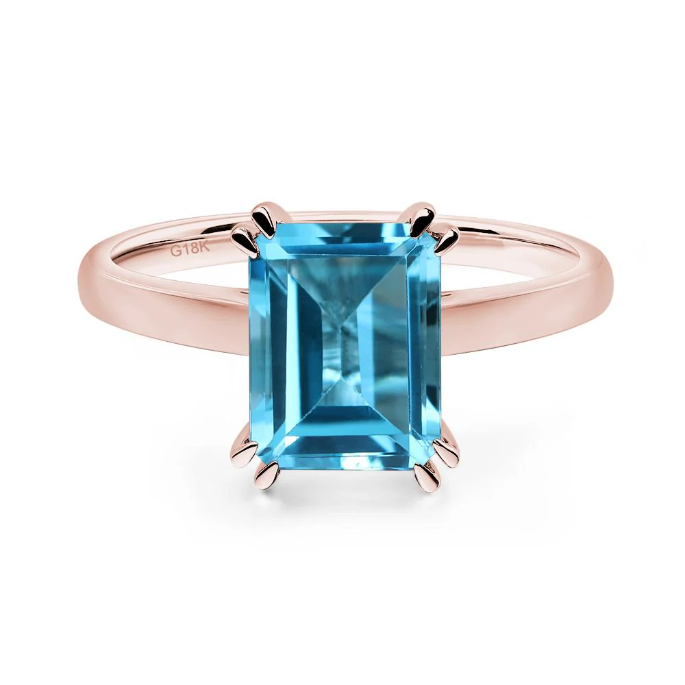 Swiss Blue Topaz Double Claw Prong Engagement Ring - Image 9
