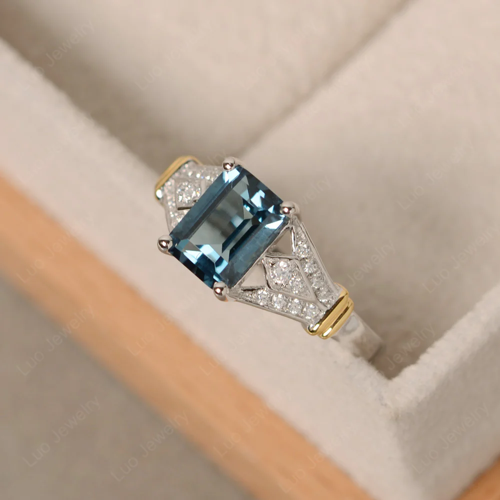 London Blue Topaz Women's Crown Ring - Image 2