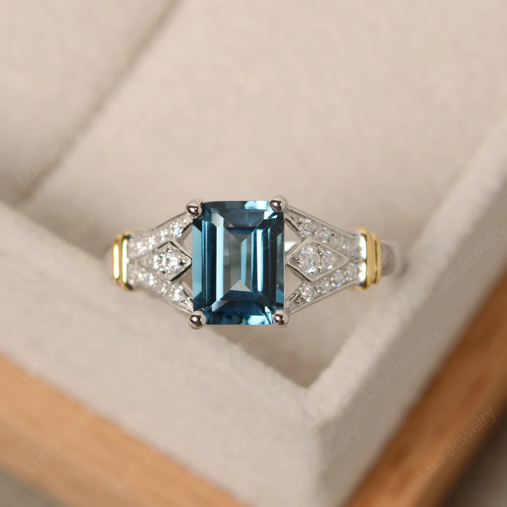 London Blue Topaz Women's Crown Ring - Image 4