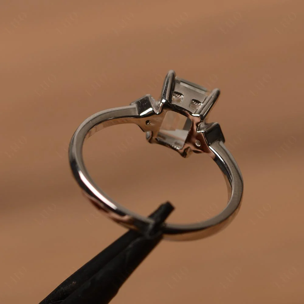 Emerald Cut White Topaz Engagement Ring - Image 12