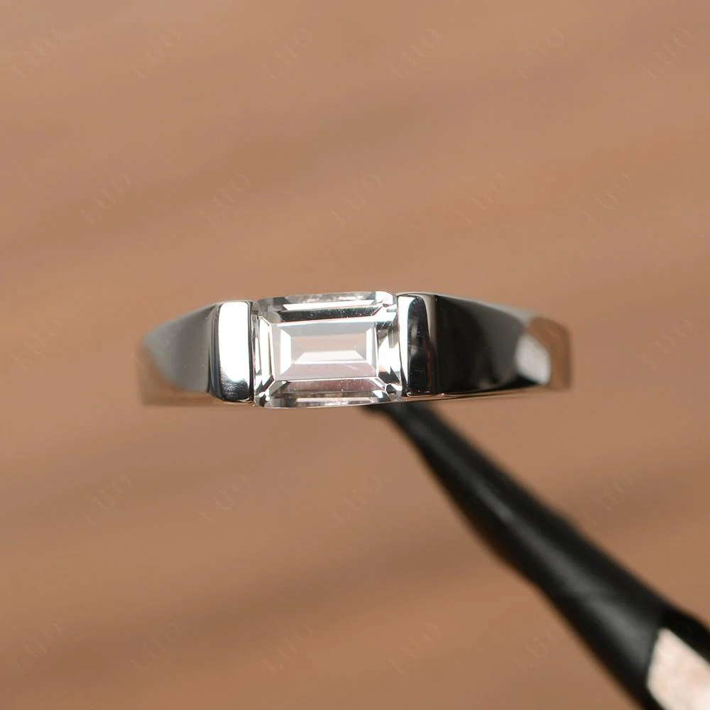 White Topaz Gender Neutral Ring - Image 10