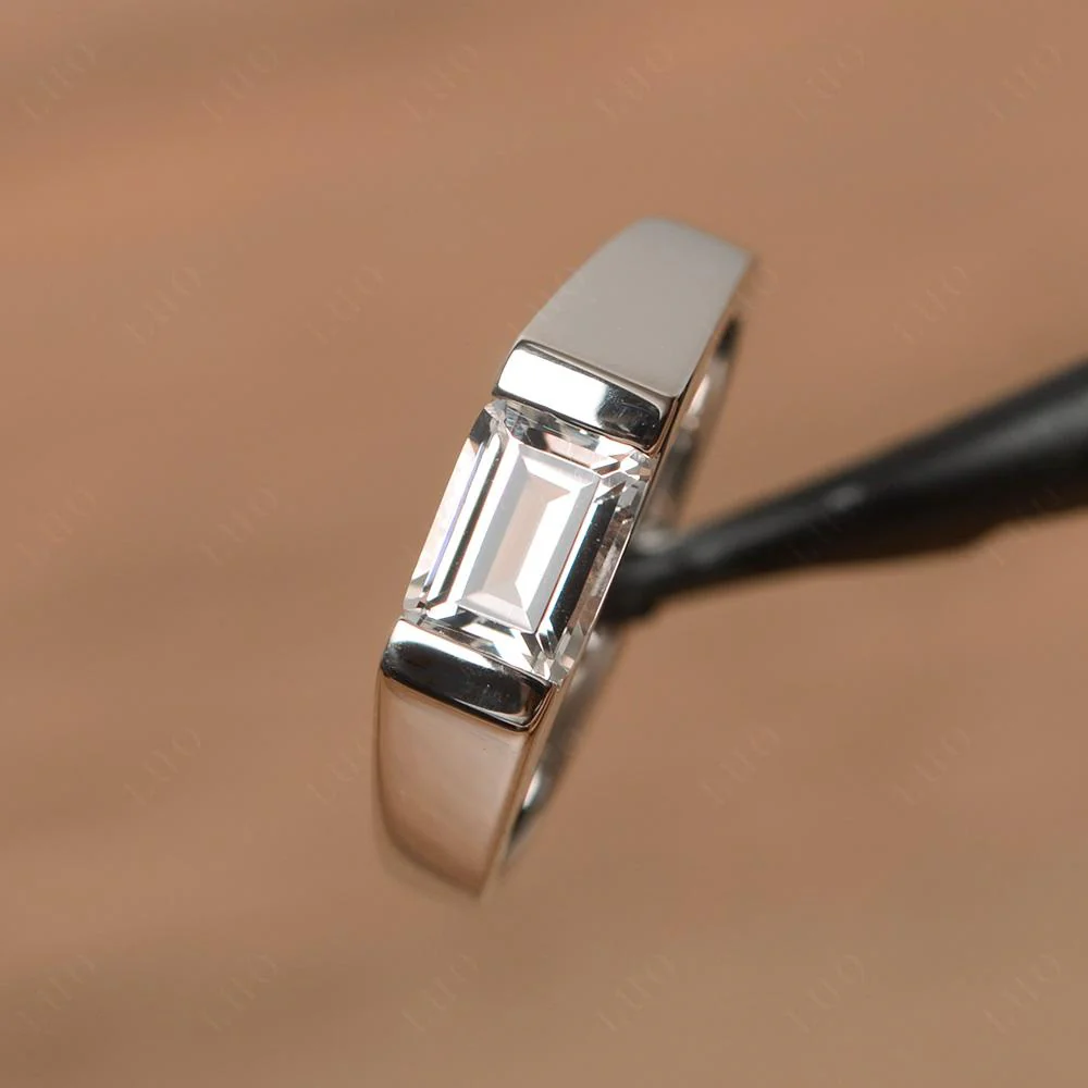 White Topaz Gender Neutral Ring - Image 11