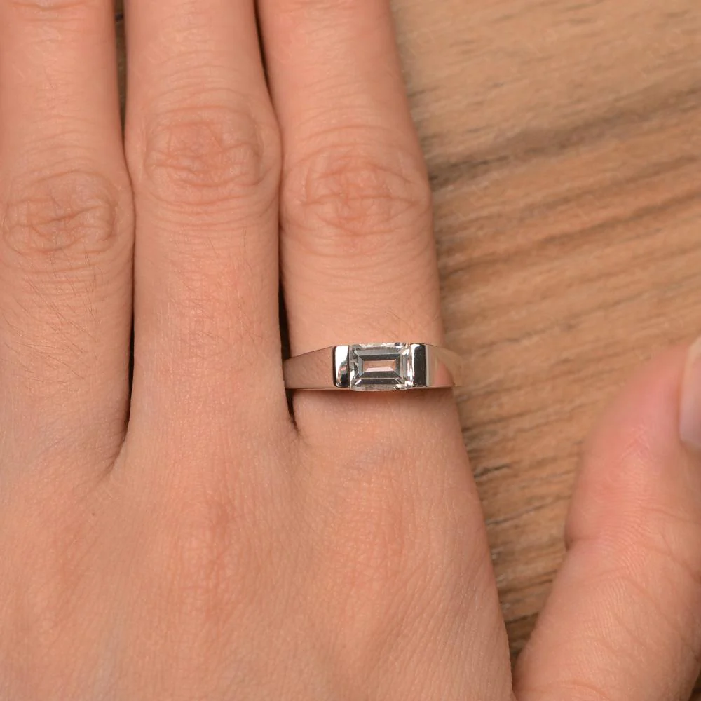White Topaz Gender Neutral Ring - Image 13