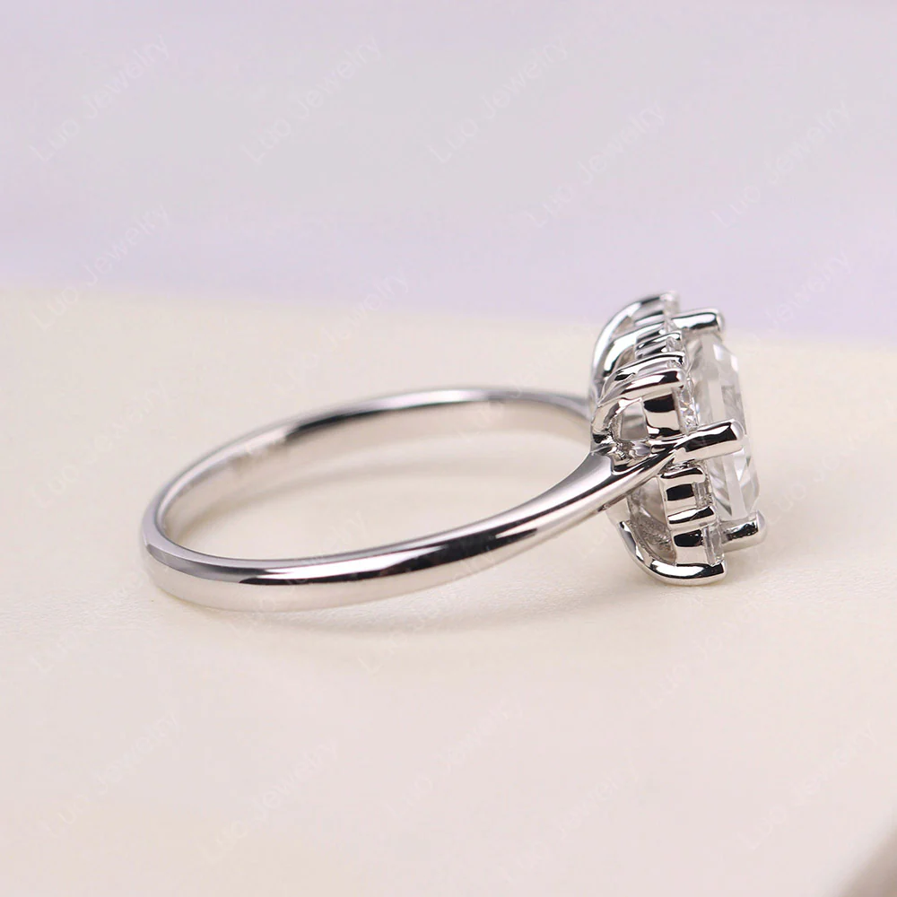 Emerald Cut White Topaz Halo Ring - Image 3