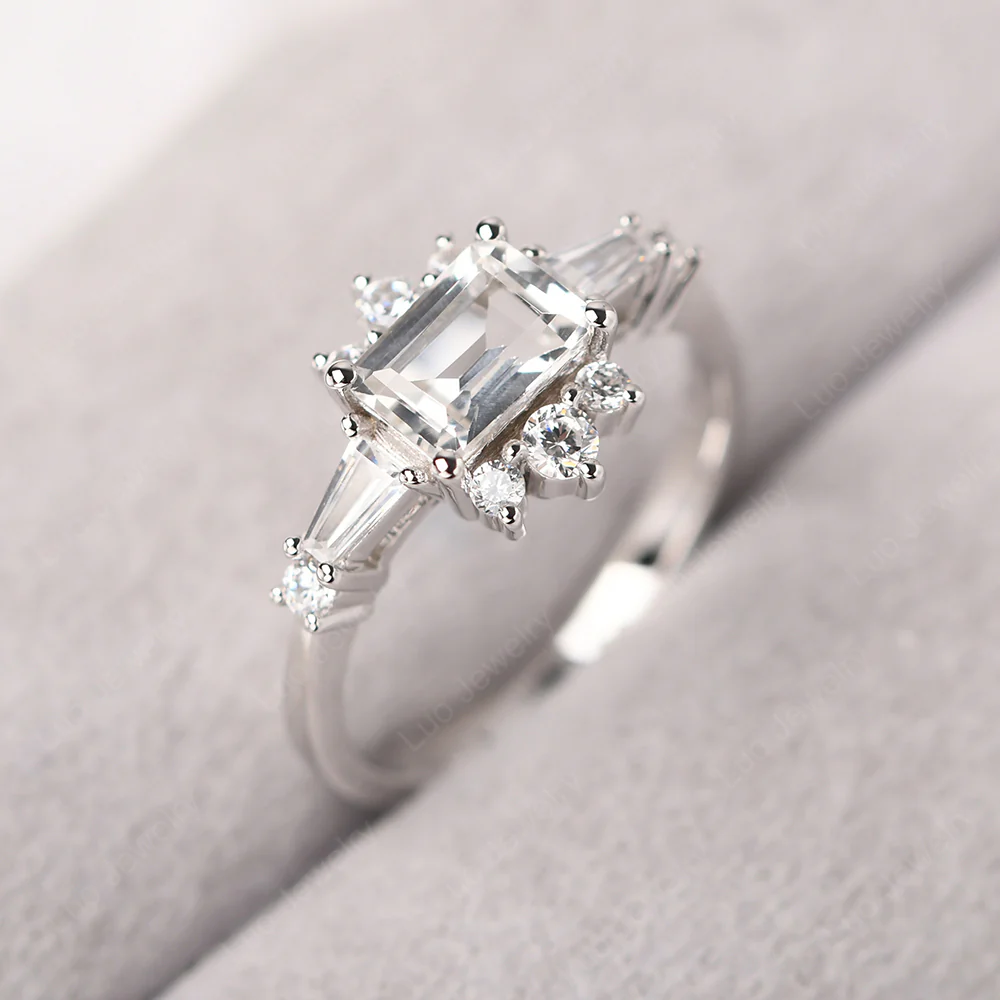 Art Deco White Topaz Horizontal Ring - Image 2
