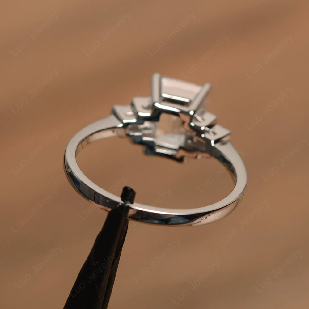 Pyramid Emerald Cut White Topaz Ring - Image 3